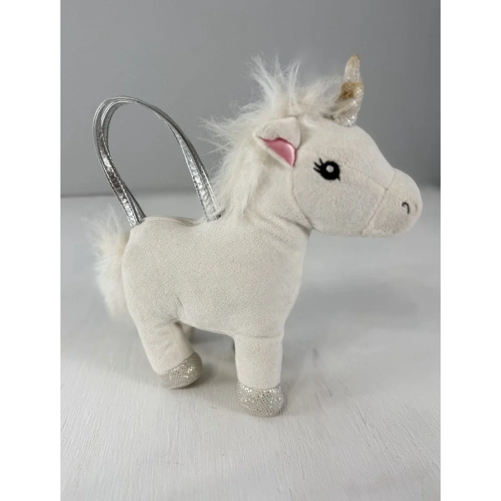 Gymboree UNICORN plush Purse Bag 2010 RARE Embroidered Flower Sliver Paws